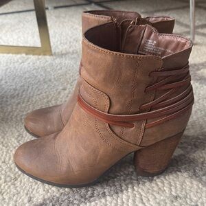 Madden Girl Brown Leather Ankle Booties - Women’s Size 9